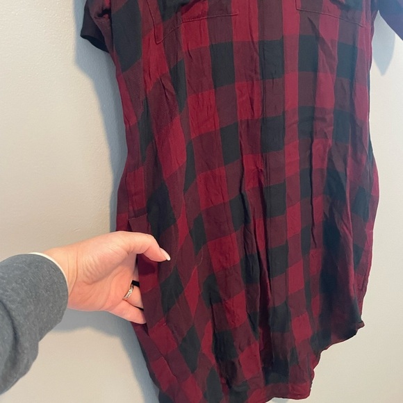 Madewell oversized red and black plaid shirt dress size small - Picture 7 of 11